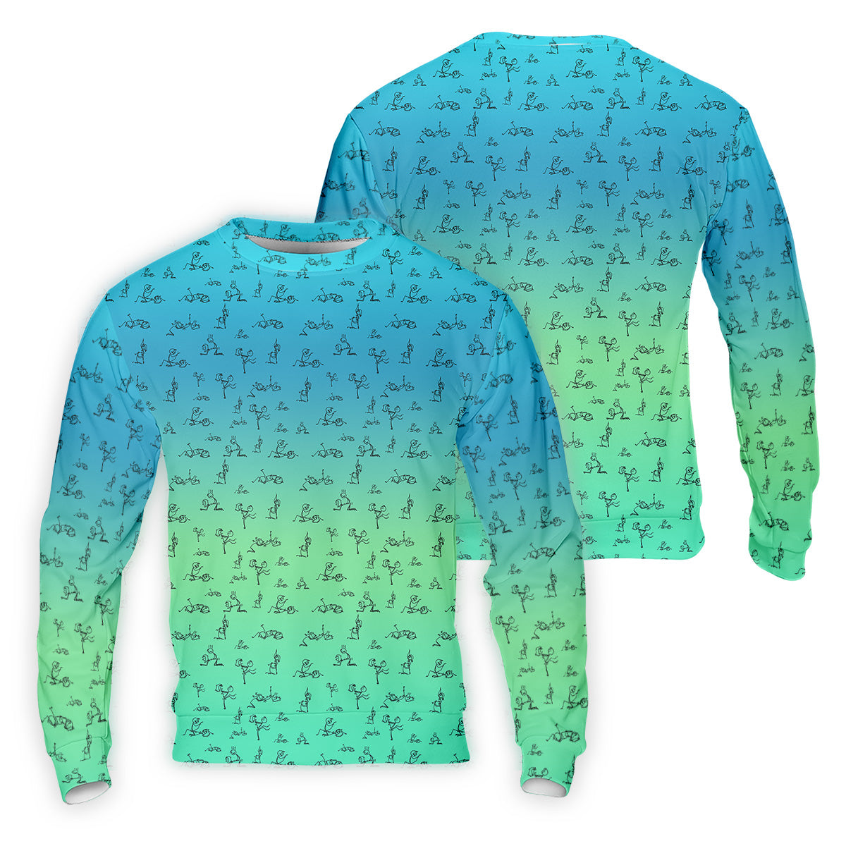 Stick Figure Couple Ombre Fun Men's Golf Polos, Unique Gift For Golfer, Golf Accessories For Men