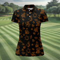 Goose Halloween, Doodle Pattern, Black Orange Golf Polo, Sleeveless Womens Golf Shirts, Ladies Golf Shirts