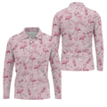 Pink Flamingo Customized Golf Polos, Fun Men's Golf Polos, Hawaiian Golf Shirts, Golfing Apparel