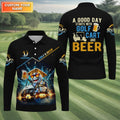 A Good Day Starts With Golf Cart & Beer Custom Golf Polo Shirt, Funny Golf Shirt, Men Golf Gift