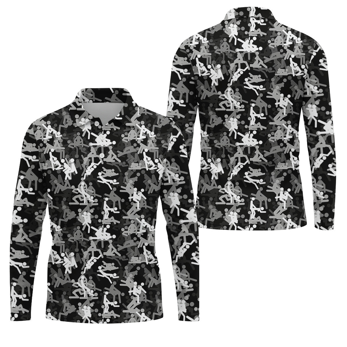 Black And White Funny Couple Mens Golf Polo Shirts, Cool Golf Gift, Golfing Apparel