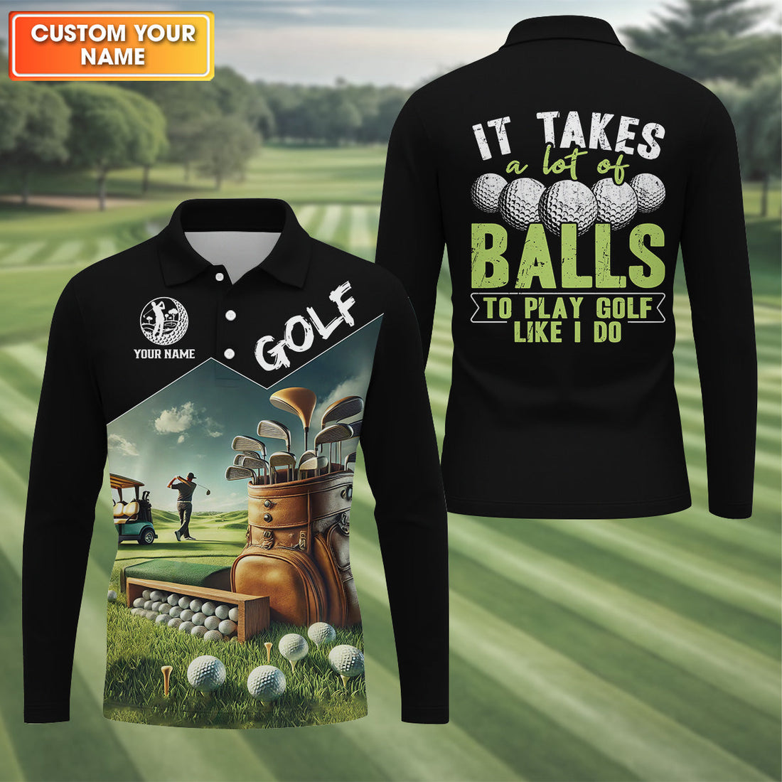 It Takes A Lot Of Balls To Play Golf Like I Do Men's Polo Shirt, Funny Golf Polos, Unique Gift For Golfer