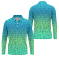 Stick Figure Couple Ombre Fun Men's Golf Polos, Unique Gift For Golfer, Golf Accessories For Men