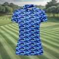 Blue Fun Womens Golf Shirts, Unique Gift For Golfer, Ladies Sleeveless Polo, Golfing Apparel