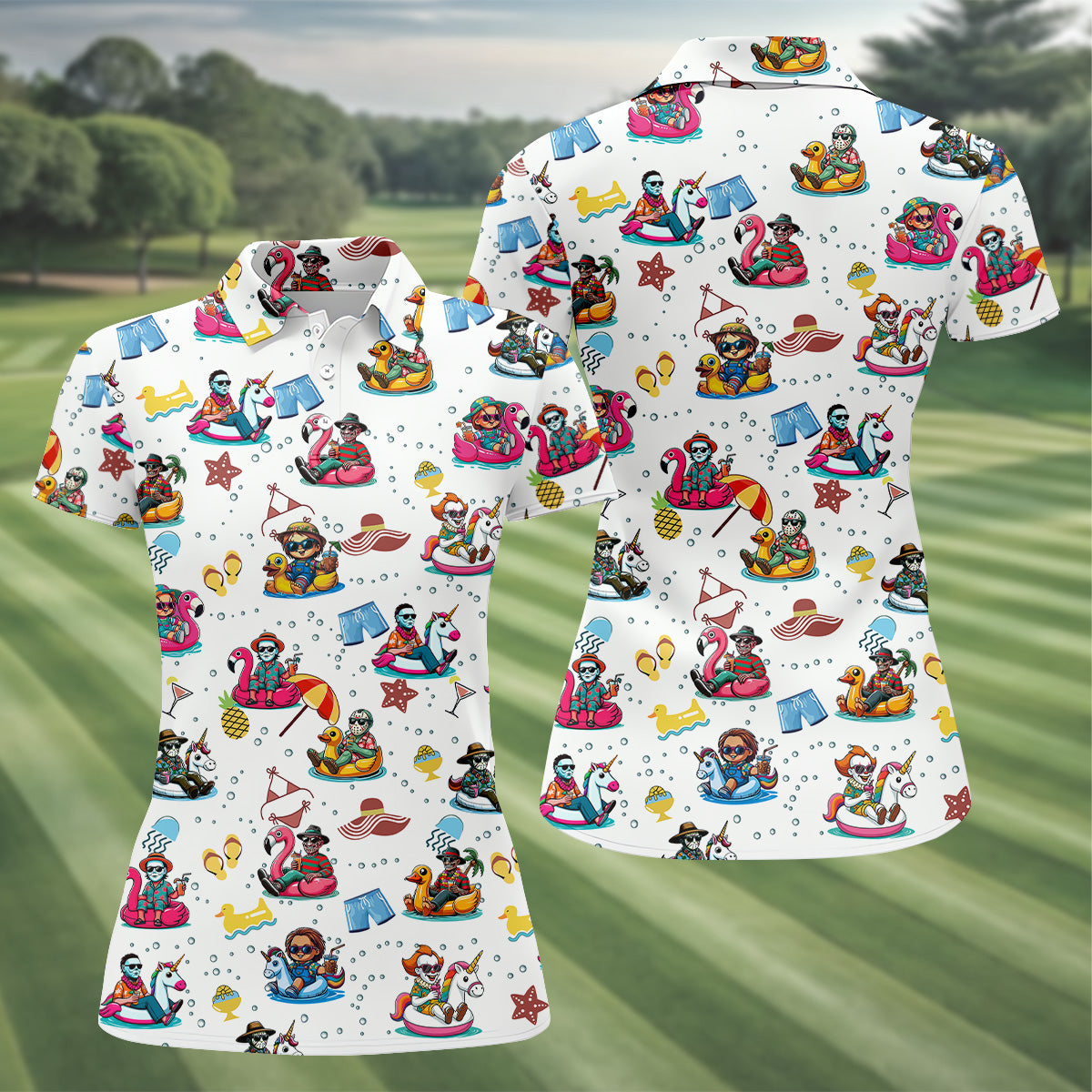 Halloween Summer, Fun Golf Polos, Sleeveless Womens Golf Shirts, Ladies Golf Shirts