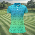 Stick Figure Couple Ombre Fun Womens Golf Shirts, Unique Gift For Golfer, Ladies Golf Polos