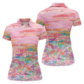 Ombre Colorful Breast Cancer Golf Shirt, Couple Golf Shirt, Matching Golf Shirt, His And Hers Golf Shirts