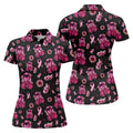 Boxing Gloves Fighter Black Breast Cancer Golf Shirt, Breast Cancer Support Shirts, Womens Golf Polo