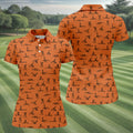 Orange And White Funny Skeleton Couple Golf Shirt, Halloween Gift Idea, Ladies Golf Shirts