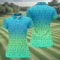 Stick Figure Couple Ombre Fun Womens Golf Shirts, Unique Gift For Golfer, Ladies Golf Polos