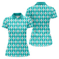 Ovarian Cancer Teal Argyle Womens Golf Shirts, Ovarian Cancer Awareness Shirt, Golf Gift For Womens