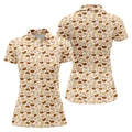 Beige Fun Womens Golf Shirts, Womens Golf Tops, Unique Gift For Golfer, Ladies Golf Polos