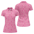 FREE SOCKS Funny Stick Figure Womens Golf Shirt, Breast Cancer Awareness Shirt, Pink Golf Shirt, Ladies Golf Shirt