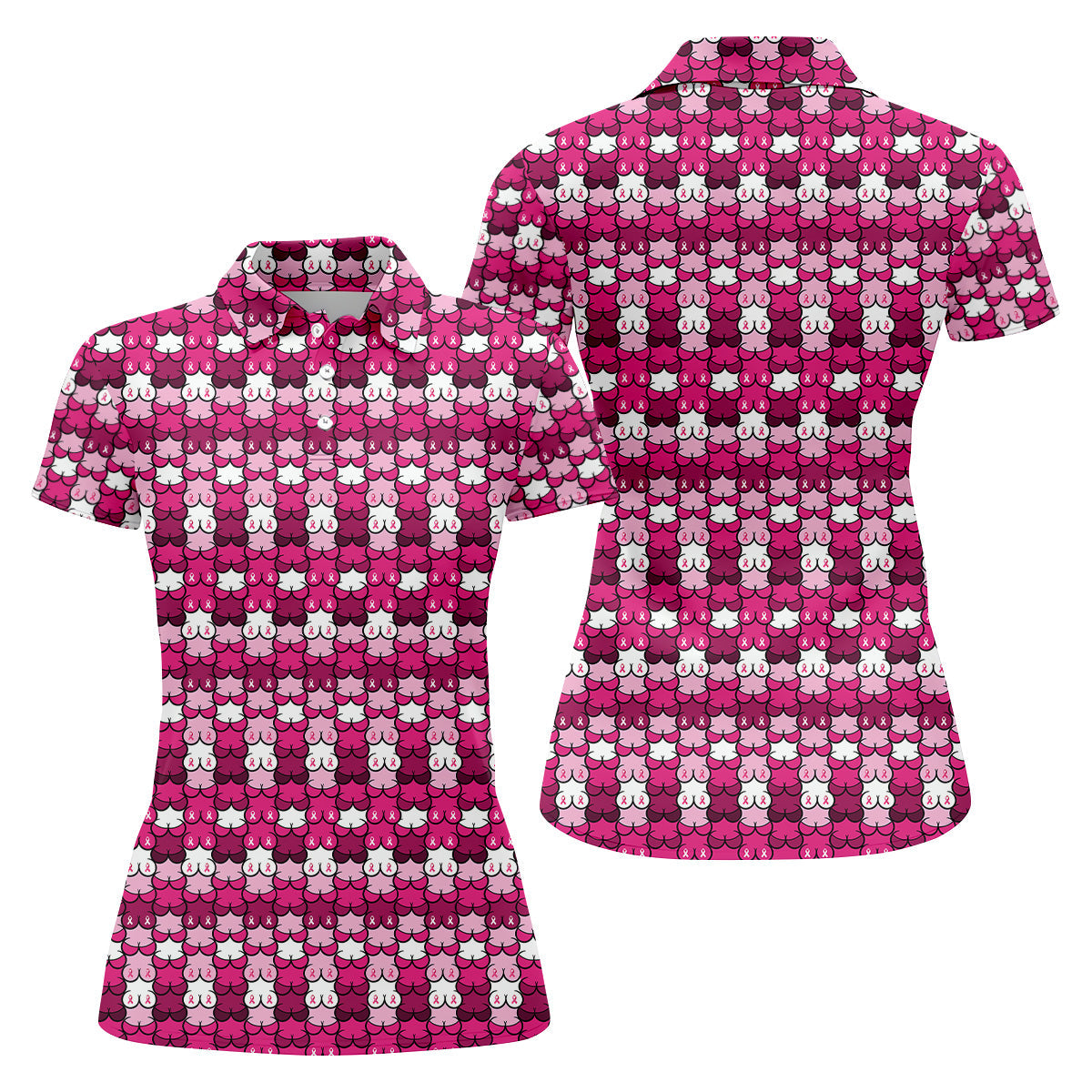 Breast Cancer Awareness Ribbon Womens Golf Shirt, Breast Cancer Awareness Shirt, Ladies Golf Shirt
