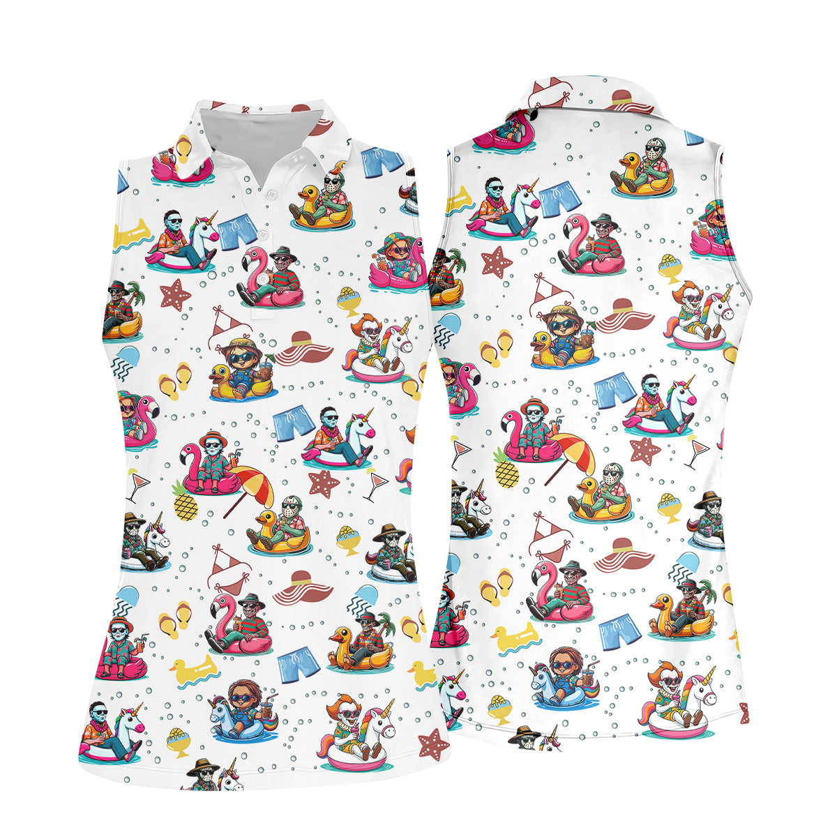 Halloween Summer, Fun Golf Polos, Sleeveless Womens Golf Shirts, Ladies Golf Shirts