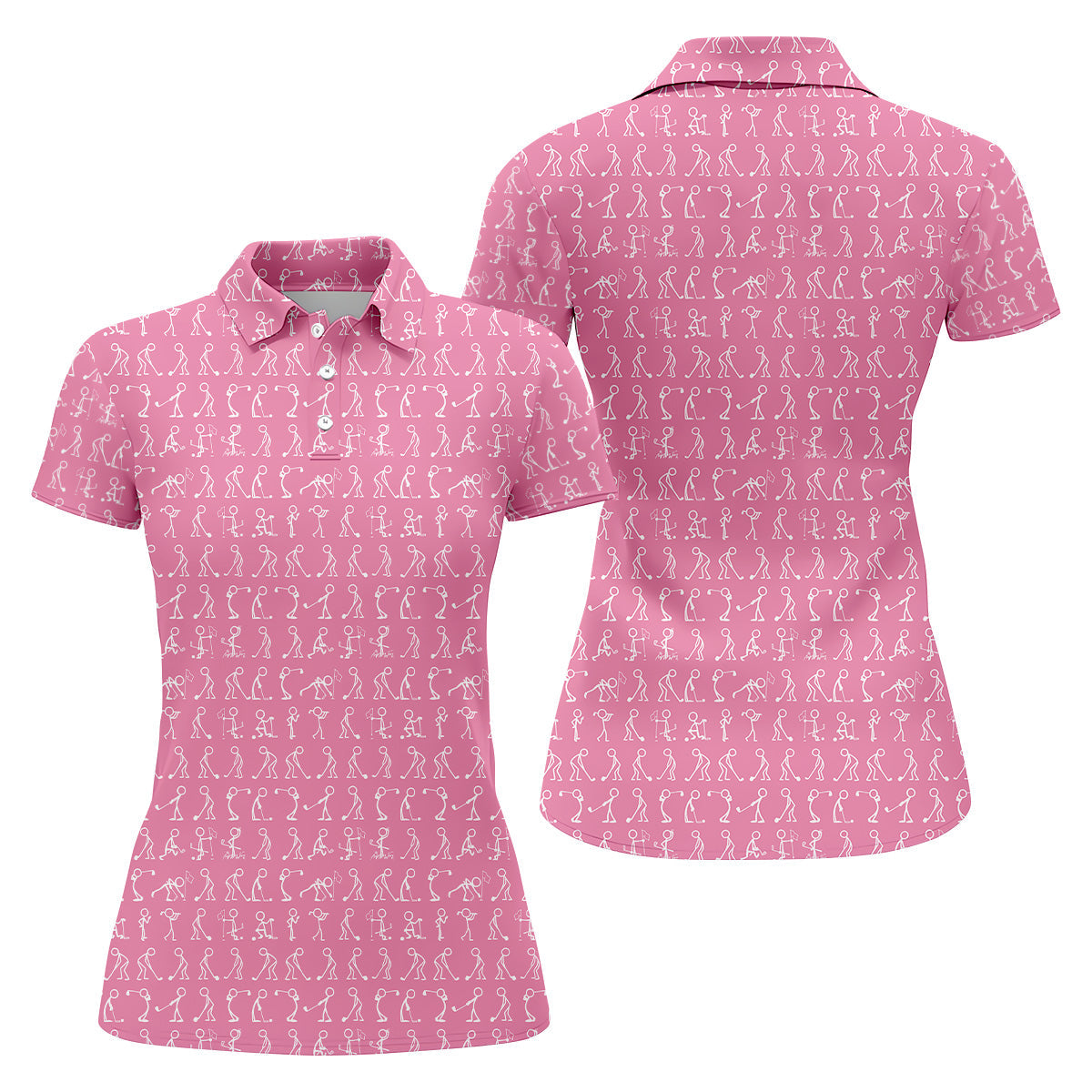 Funny Stick Figure Womens Golf Shirt, Pink Golf Shirt, Ladies Golf Shirt, Funny Golf Shirt Women