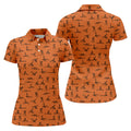 Orange And White Funny Skeleton Couple Golf Shirt, Halloween Gift Idea, Ladies Golf Shirts