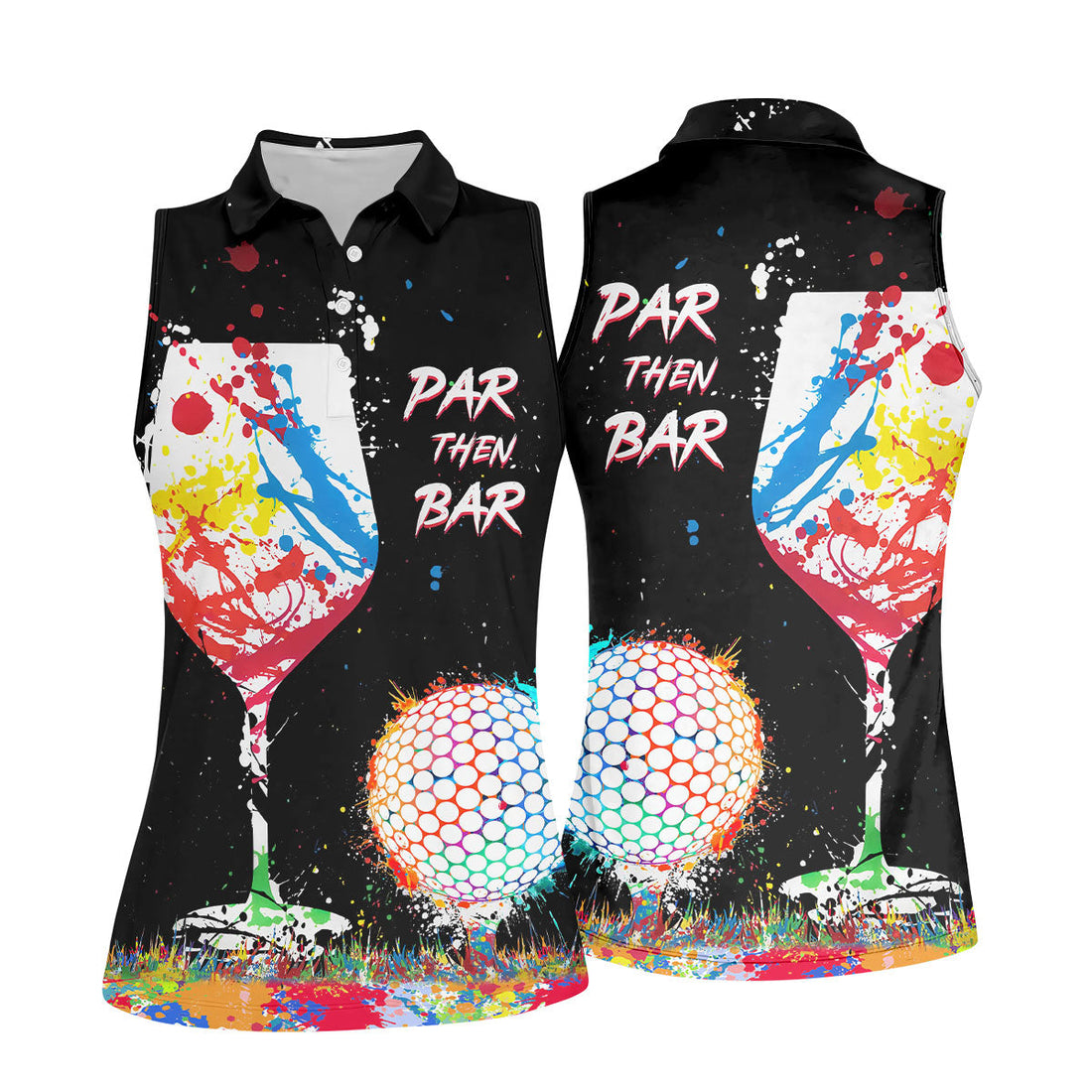 Par Then Bar Sleeveless Womens Golf Shirts, Fun Womens Golf Shirts, Ladies Long Sleeve Golf Shirts
