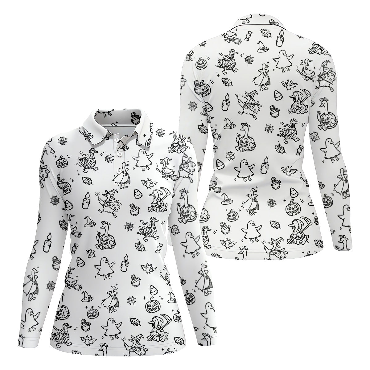 Goose Halloween, Doodle Pattern, Black And White Golf Polo, Sleeveless Womens Golf Shirts, Ladies Golf Shirts