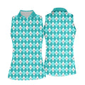 Ovarian Cancer Teal Argyle Womens Golf Shirts, Ovarian Cancer Awareness Shirt, Golf Gift For Womens