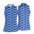 Blue Fun Womens Golf Shirts, Unique Gift For Golfer, Ladies Sleeveless Polo, Golfing Apparel