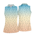 Stickman Couple Blue Orange Fun Womens Golf Shirts, Ladies Sleeveless Tops, Ladies Golf Polos