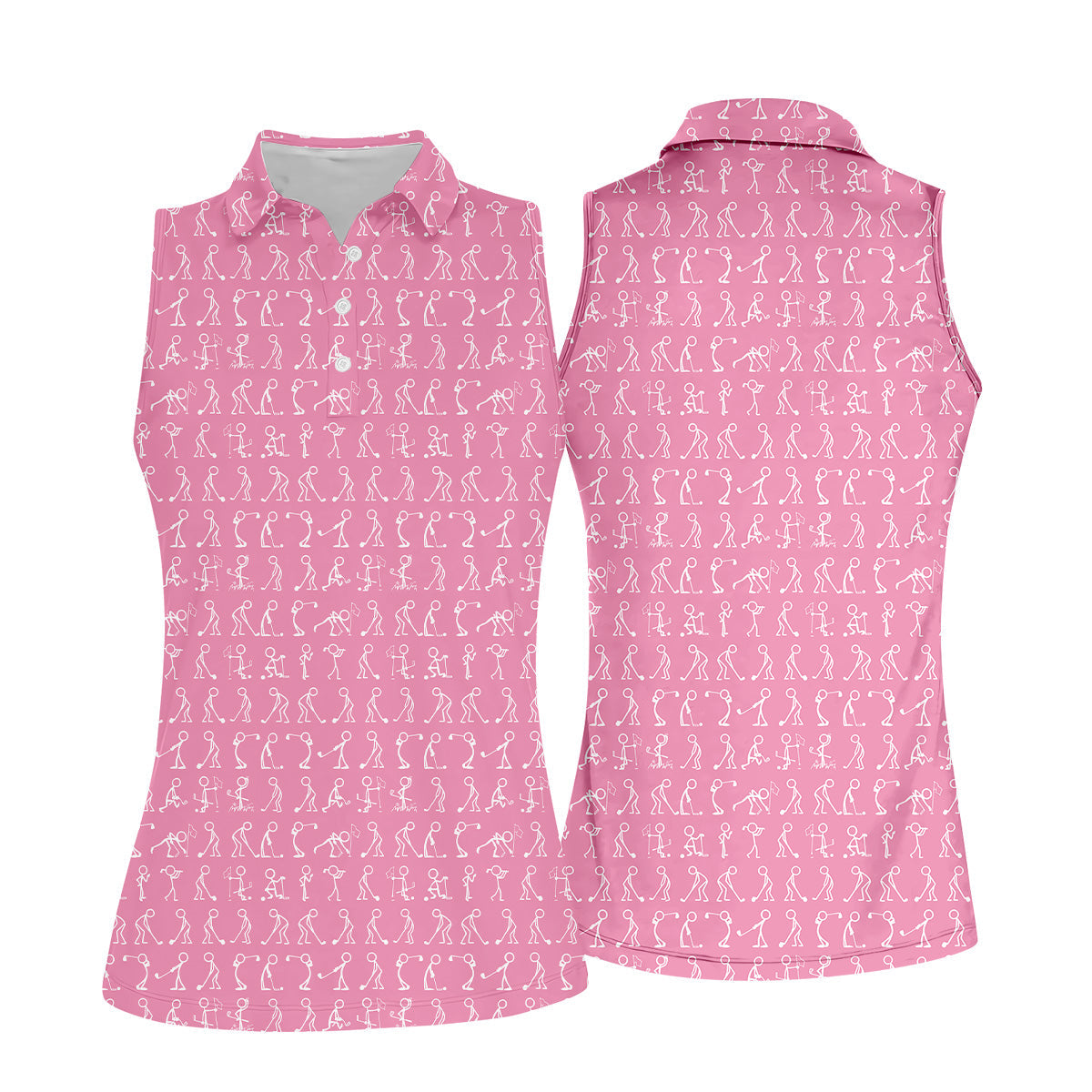 Funny Stick Figure Womens Golf Shirt, Pink Golf Shirt, Ladies Golf Shirt, Funny Golf Shirt Women