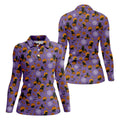 Halloween Cat Pumpkin Purple Golf Shirt, Sleeveless Polo Shirt, Ladies Golf Shirts, Golf Hoodie