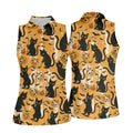 Funny Black Cat Golf Polo Shirt, Halloween Golf Shirt, Womens Golf Polo, Halloween Polo Shirt