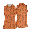 Orange And White Funny Skeleton Couple Golf Shirt, Halloween Gift Idea, Ladies Golf Shirts
