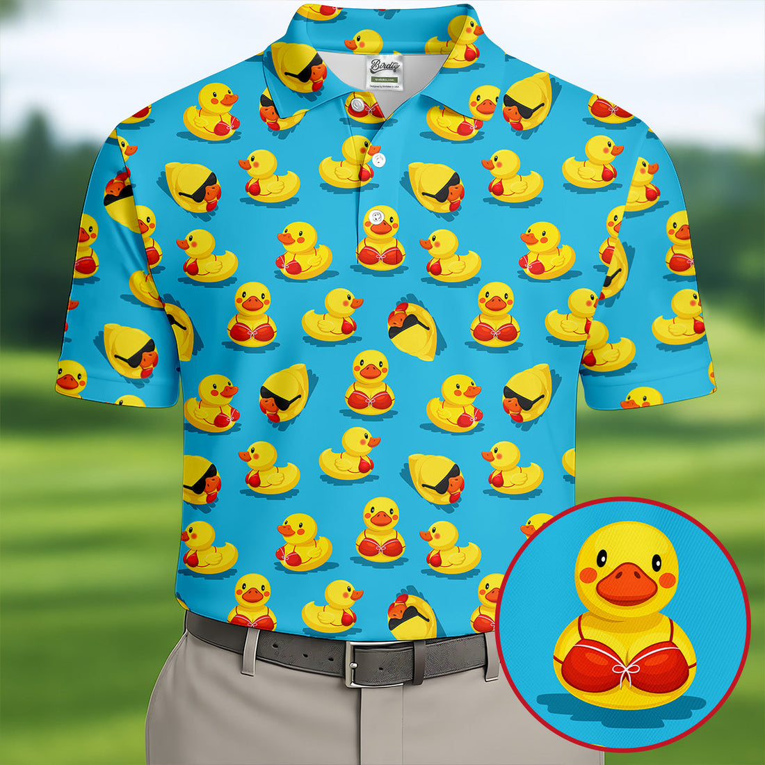 Funny Bikini Rubber Duck Golf Polo Shirt, Hawaiian Golf Shirt, Golf Polo Shirts For Men