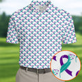 Suicide Awareness Feather Ribbon Pattern Mens Golf Polo, Golf Shirts For Men