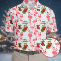 Flamingo Merry Christmas Golf Shirt For Men, Christmas Golf Shirt Polos, Men Golf Apparel