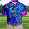Vibrant Abstract Liquid Pattern Golf Shirt, Mens Polo Shirt, Performance Golf Shirt, Hawaiian Golf Shirt