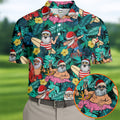 Men's Funny Santa Pool Float Golf Shirt, Christmas Golf Shirt, Golf Apparel For Men