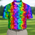 Rainbow Cube 3D Effect LGBT Support Golf Tops For Men, Gay Pride Month Celebrate Golf Shirts For Men