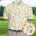 Tropical Vibe Hawaiian Pattern White Golf Shirt, Golf Tops For Men, Golf Gift For Men
