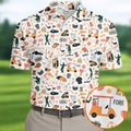 Golf Equipment Cart Ball Pattern Polo Shirt, Mens Golf Polo, Printed Golf Shirts