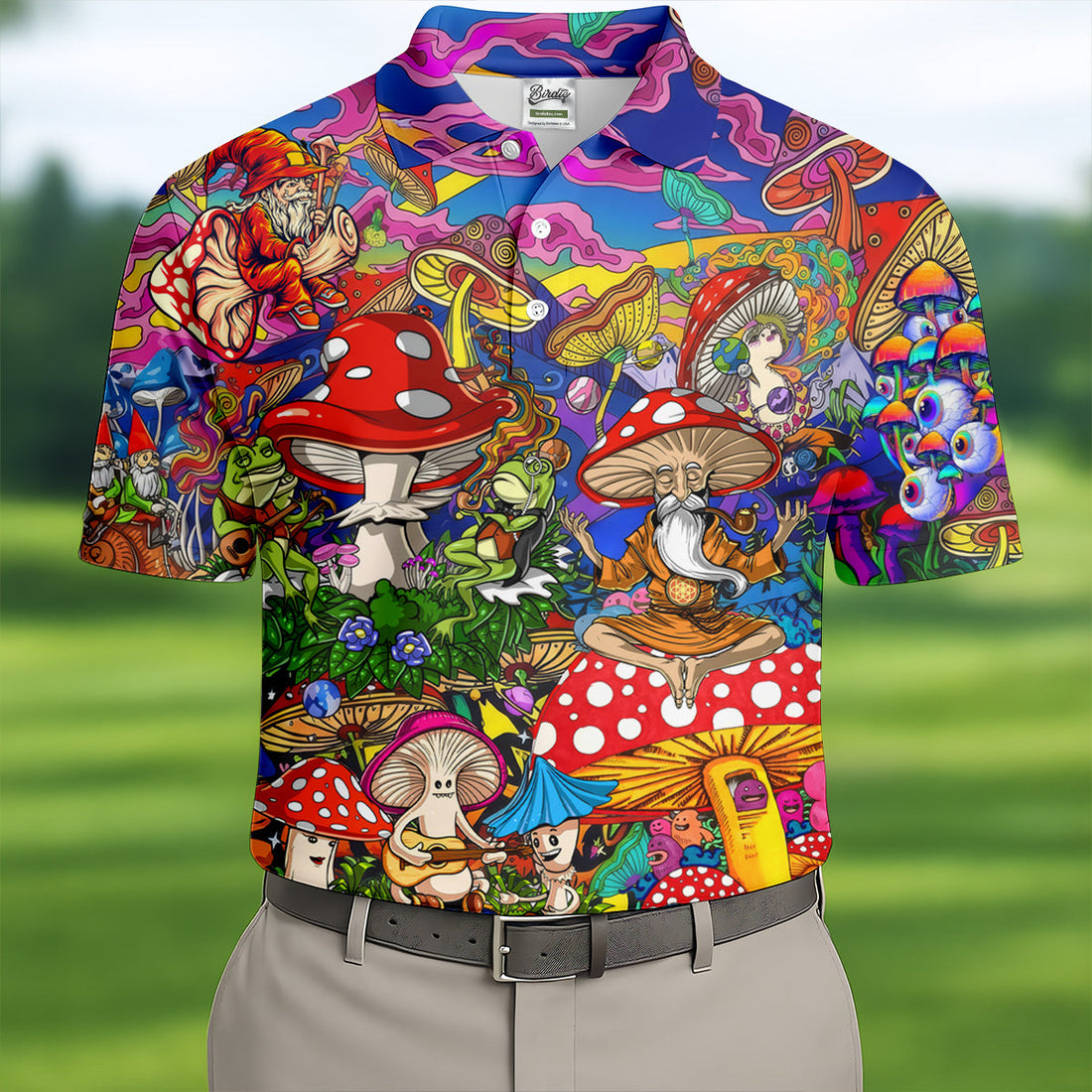 Psychedelic Mushroom Forest Fantasy Golf Polo, Hawaiian Golf Shirt, Golf Polo Shirts For Men
