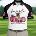 Paws For The Cure Pug Breast Cancer Polo Shirt, Men's Golf Shirt, Mens Golf Apparel
