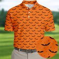Spooky Bats Orange Halloween Golf Shirt, Polo Shirts For Men, Golf Gift For Men, Golfing Apparel