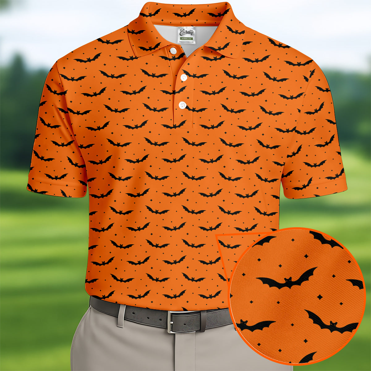 Spooky Bats Orange Halloween Golf Shirt, Polo Shirts For Men, Golf Gift For Men, Golfing Apparel