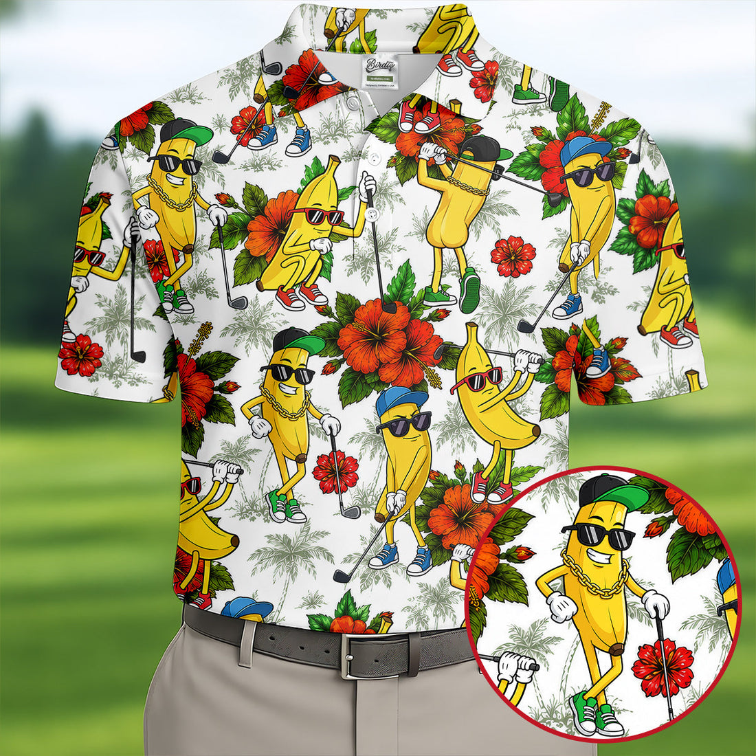 Funny Banana Golfer Hawaiian Golf Polo Shirt, Golf Shirts For Men, Mens Golf Apparel