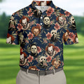 Gothic Floral Clown Doll Mask Hawaiian Polo, Golf Shirt For Men