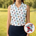 Funny Christmas Characters Golf Pose Fun Women's Golf Shirts, Christmas Golf Shirt, Ladies Golf Shirts