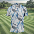 Blue Feather Golf Polo Shirt, Mens Golf Gift, Mens Tropical Shirts