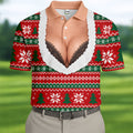 Funny Sexy Cleavage Christmas Golf Shirt, Golf Shirts For Men, Mens Golf Apparel