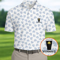 Vitamin G Shamrock Pattern Golf And Beer White Golf Shirt, St Patrick's Day Golf Shirt, Polo Shirts For Men
