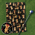 Cartoon Gingerbread Black Golf Towel, Unique Gift For Golfer, Christmas Golf Gift, Golf Accessories