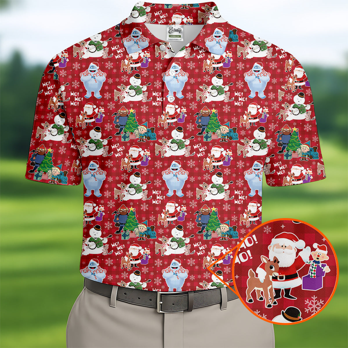 Ho Ho Ho Santa Snowman Men's Golf Polo Shirts, Christmas Golf Shirt, Polo Shirts For Men